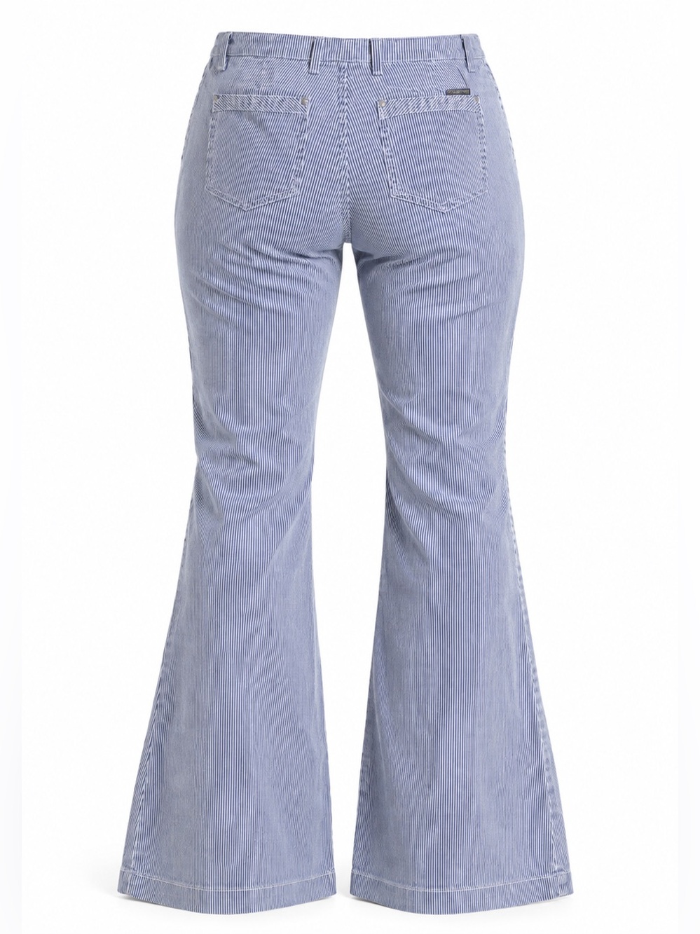 Seven For All Mankind Dojo Flare Jeans 26 Blue White Railroad Stripe - Picture 2 of 15